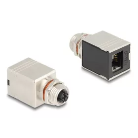   Delock M12 adapter X-kódú 8 tűs anya - RJ45 anya Cat.6A STP borított egyenes (60087)