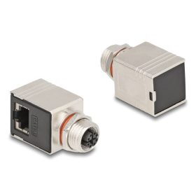   Delock M12 adapter X-kódú 8 tűs anya - RJ45 anya Cat.6A STP borított 90 -ban hajlított (60088)