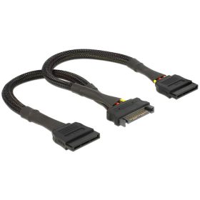   Delock SATA tápkábel 15 tűs anya > 2 x SATA 15 tűs apa 25 cm (60135)