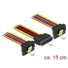   Delock 15 pin-es SATA kábel bemeneti zár funkcióval > 2 db 15 pin-es SATA tápcsatlakozó kimeneti 15