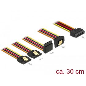   Delock 15 pin-es SATA kábel bemeneti zár funkcióval > 15 pin-es SATA tápcsatlakozó kimeneti 2 x egye