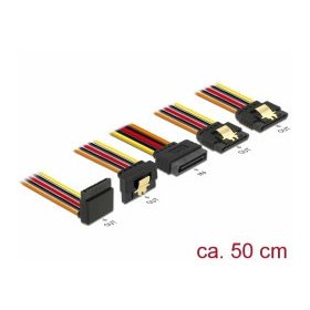   Delock 15 pin-es SATA kábel bemeneti zár funkcióval > 15 pin-es SATA tápcsatlakozó kimeneti 2 x egye