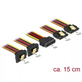   Delock 15 pin-es SATA tápcsatlakozó kábel 2x egyenes / 2x lefelé kimenettel 15cm (60150)