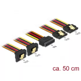   Delock 15 pin-es SATA tápcsatlakozó kábel 2x egyenes / 2x lefelé kimenettel 50cm (60152)