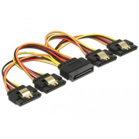   Delock 60156 15 pin-es SATA kábel bemeneti zár funkcióval > 15 pin-es SATA tápcsatlakozó kimeneti 4 x egyenes 15cm