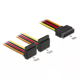   Delock 15 pin-es SATA kábel bemeneti zár funkcióval > 2 db 15 pin-es SATA tápcsatlakozó kimeneti fel