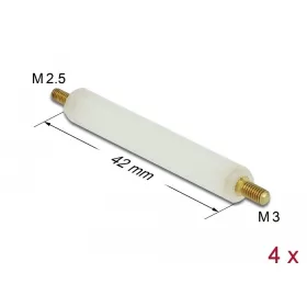   Delock Távtartó M2.5 - M3, hatszögletű, külső menetes / külső menetes, 42 mm-es természetes színű, 4 (60238)