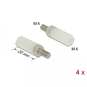   Delock Távtartó M4 - M4, hatszögletű, belső menetes / külső menetes, 20 mm-es, természetes szinű 4 d (60240)