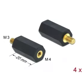   Delock Távtartó M4 - M3, hatszögletű, belső menetes / külső menetes, 20 mm-es, természetes fekete 4 (60242)