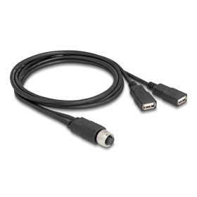   Delock M12 kábel A-kódú, 8 tűs anya- 2 x USB 2.0 A-típusú anya 1 m fekete