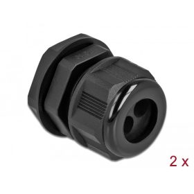   Delock Kábel tömszelence PG16 kerek kábelekhez, két kábel bemenettel 2 db. Fekete (60369)