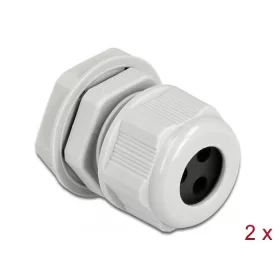   Delock Kábel tömszelence PG13,5 kerek kábelekhez, három kábel bemenettel 2 db. Szürke (60376)