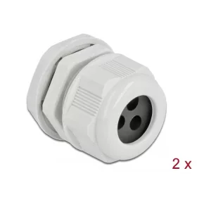   Delock Kábel tömszelence PG21 kerek kábelekhez, három kábel bemenettel 2 db. Szürke (60378)