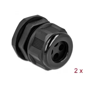   Delock Kábel tömszelence PG21 kerek kábelekhez, négy kábel bemenettel 2 db. Fekete (60381)