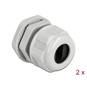   Delock Kábel tömszelence PG16 két kábelbemenettel 2 db. Szürke (60386)
