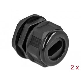   Delock Kábel tömszelence PG29 két kábelbemenettel 2 db. Fekete (60389)