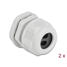   Delock Kábel tömszelence PG21 két kábelbemenettel lapos kábelekhez 2 db. Szürke (60392)