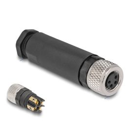   Delock M8 Csatlakozó A-kódolású, 4 tűs anya csavarozható kapcsolat (60532)