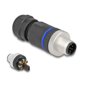   Delock M12 Csatlakozó A-kódolású, 8 tűs apa csavarozható kapcsolat (60535)