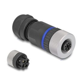   Delock M12 Csatlakozó A-kódolású, 4 tűs anya csavarozható kapcsolat (60536)