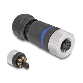   Delock M12 Csatlakozó A-kódolású, 8 tűs anya csavarozható kapcsolat (60538)