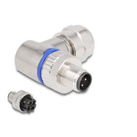   Delock M12 Csatlakozó A-kódolású, 4 tűs apa csavarozható kapcsolat 90 -os szögben fém (60540)