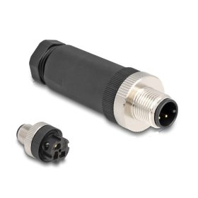   Delock M12 Csatlakozó A-kódolású, 3 tűs apa csavarozható kapcsolat (60566)