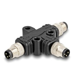   Delock M8 T-megosztó A-kódolt 3 tűs 1 x apa - 2 db. apa párhuzamos kapcsolással (60573)