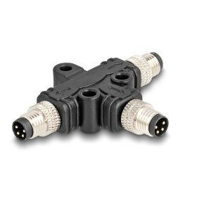   Delock M8 T-megosztó A-kódolt 4 tűs 1 x apa - 2 db. apa párhuzamos kapcsolással (60574)