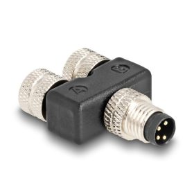   Delock M8 Y-megosztó A-kódolt 4 tűs 1 x apa - 2 db. hüvely párhuzamos kapcsolással (60577)