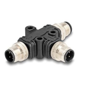   Delock M12 T-megosztó A-kódolt 4 tűs 1 x apa - 2 db. apa párhuzamos kapcsolással (60578)