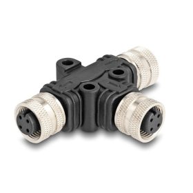   Delock M12 T-megosztó A-kódolt 4 tűs 1 x hüvely - 2 db. hüvely párhuzamos kapcsolással (60579)