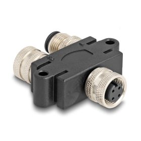   Delock M12 Y-megosztó A-kódolt 4 tűs 1 x hüvely - 1 db. apa és 1 db. hüvely párhuzamos kapcsolással (60581)