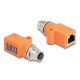 Delock M12 A-kódolt adapter 8 tűs anya - RJ45 anya Cat.5e beszerelő mélyedéssel, egyenes, narancssárga színű