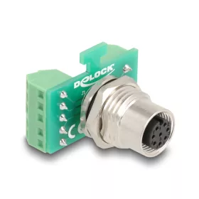   Delock M12 transzfer modul adapter 8 tűs A-kódú anya - 9 tűs sorkapocs installáláshoz (60663)