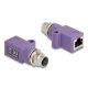 Delock M12 D-kódolt adapter 4 tűs anya - RJ45 anya Cat.5e beszerelő mélyedéssel, egyenes, lila színű