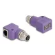 Delock M12 D-kódolt adapter 4 tűs anya - RJ45 anya Cat.5e beszerelő mélyedéssel, 90 -ban hajlított, ibolya színű