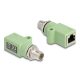 Delock M12 X-kódolt adapter 8 tűs apa - RJ45 anya Cat.5e beszerelő mélyedéssel egyenes, zöld színű