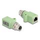 Delock M12 X-kódolt adapter 8 tűs anya - RJ45 anya Cat.5e beszerelő mélyedéssel, egyenes, zöld színű