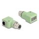 Delock M12 X-kódolt adapter 8 tűs anya - RJ45 anya Cat.5e beszerelő mélyedéssel, 90 -ban hajlított, zöld színű