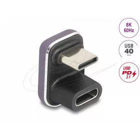   Delock USB-C  adapter 180 -os szögben 40 Gb/s PD 3.1 240 W dugasz-alakú U-alakú 8K 60 Hz fém