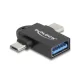 Delock Adapter USB 10 Gbps 2 az 1-ben A-típusú USB anya - USB Type-C  apa + Mikro-B USB apa OTG