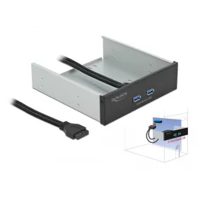   Delock 5.25  front panel 2 x SuperSpeed USB (USB 3.2 Gen 1) A-típusú porttal