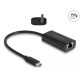 Delock Szürke USB Type-C  adapter tápellátó portos Gigabit LAN-hez 100 watt