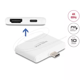   Delock USB Type-C  adapter HDMI 4K 60 Hz, USB Type-C  adatátvitel és PD 94 W támogatással