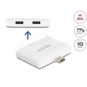   Delock USB Type-C  adapter USB-C  adatátvitelhez 10 Gbps és videóhoz 4K 60 Hz, valamint USB Type-C  PD-hez 92 W