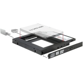   Delock DL61993 Slim SATA 5.25 illesztő-keret, 1 x 2.5 SATA HDD-hez 12,5mm , optika helyére