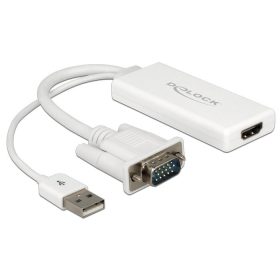 Delock 62460 VGA–HDMI adapter audió funkcióval fehér