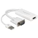 Delock 62460 VGA–HDMI adapter audió funkcióval fehér