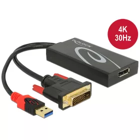  Delock 62596 DVI-dugós csatlakozó > Displayport adapter, fekete